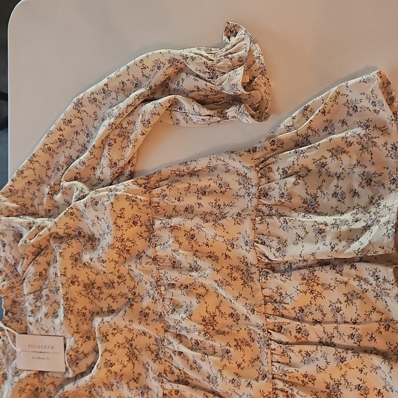 JUNIORS DITSY FLORAL PRINT HIGH NECK TIERED LONG SLEEVE TOP - Picture 8 of 8